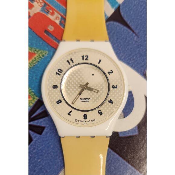 Vintage Swatch Skin Watch TIME SLICE SFW100 Rare Ultra Thin Swiss Made Quartz - Picture 2 of 10